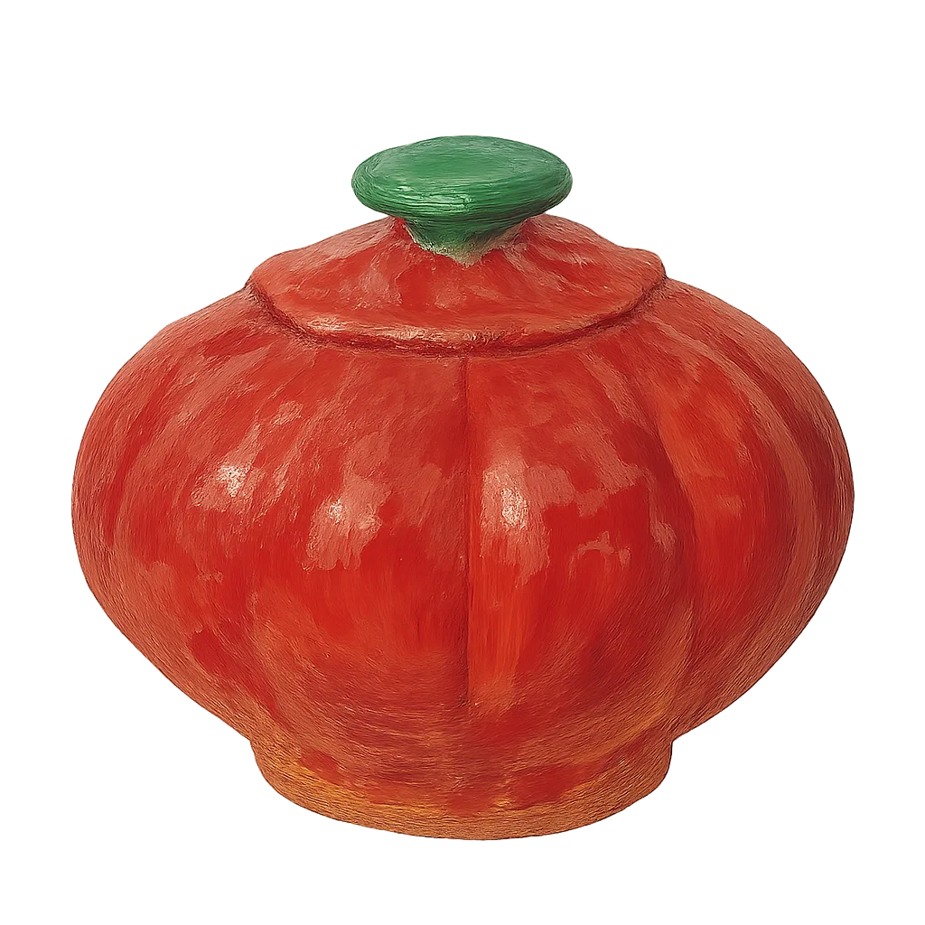 Tomato-Shaped Lidded Jar